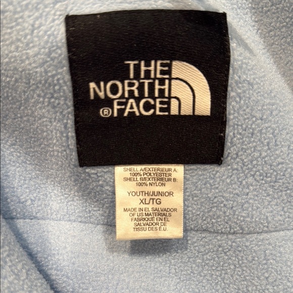 The North Face Size XL Gray and Baby Blue Teddy Bear Fleece Jacket Zip Up - Picture 2 of 14